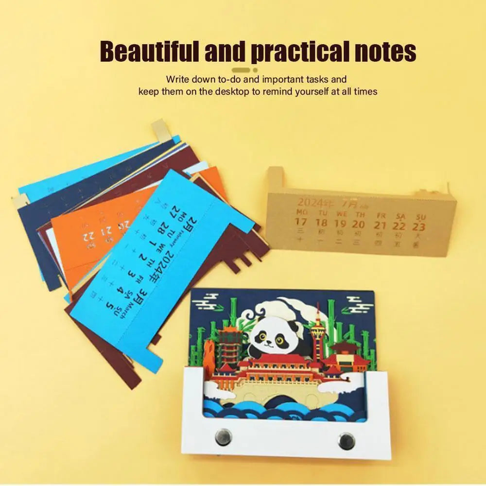 3D Art Calendar Cityscape 3D Calendar Writable Memo Pad Paper Carving Gifts For Living Room Study Room Bedroom Classroom