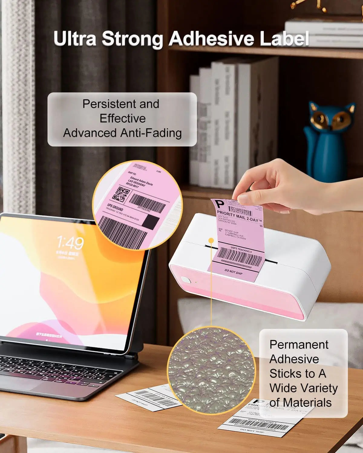 Phomemo 4x6 Thermal Labels for Shipping Label Printer - 500PCS Purple Mailing Labels 4x6 Direct Thermal Labels Fanfold BPA Free