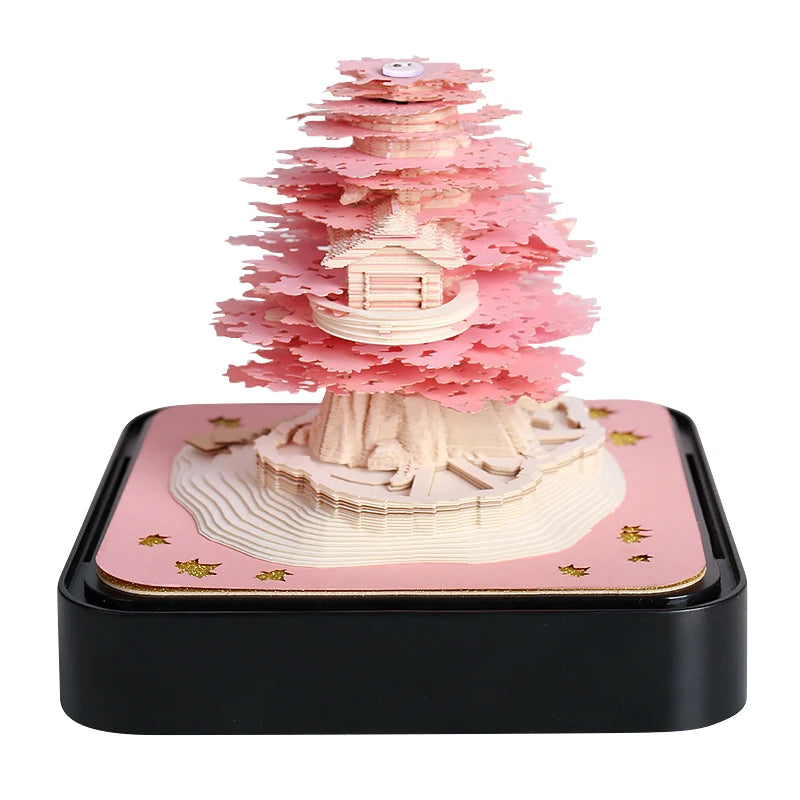 2024 Calendar Memo Pad With LED Lights,Time Piece Calendar,Creative Desk Calendar DIY Paper Carving Art Craft Desktop Decoration