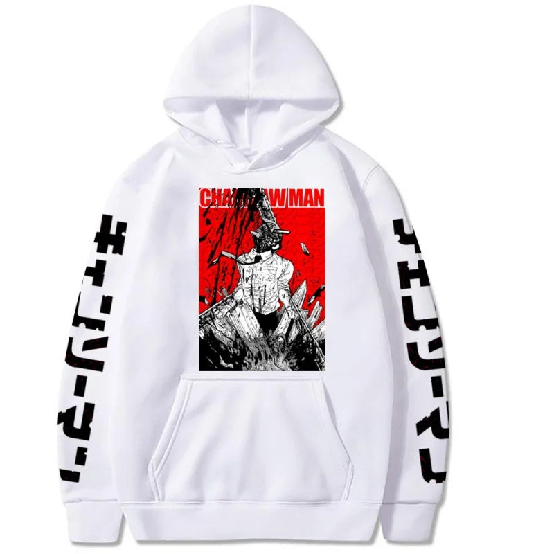 2024 Japanese Anime Hoodie Chainsaw Man Logo Gothic Printed Long Sleeve Streetwear Sweatshirt Fashion New Oversized Hip Hop Clot