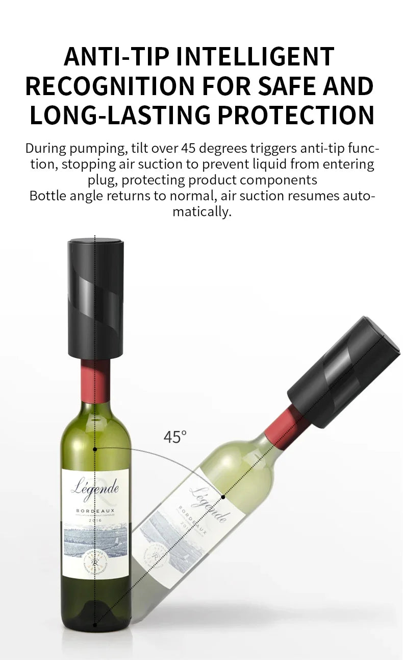2024 Mini Automatic Wine Cap Electric Vacuum Wine Stopper Sealed Storage Vacuum Memory Wine Stopper Push Style Wine Cork Tools