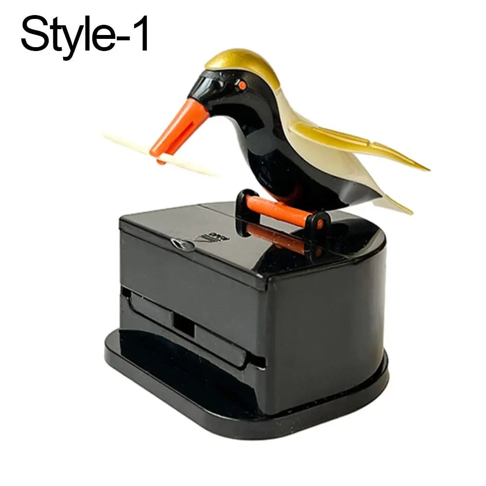 1PC Contenedor para palillos de dientes con forma de colibrí de dibujos animados Dispensador automático de palillos de dientes ABS Caja de soporte Decoración del hogar Accesorios de cocina