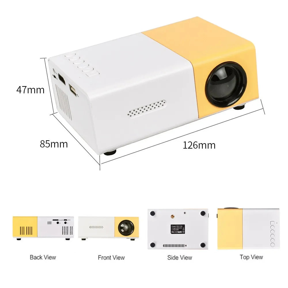 Mini projecteur LED YG300 Version améliorée Yg300 1000 lumens 320 x 240 P compatible HDMI USB Audio Home Media Player Beamer