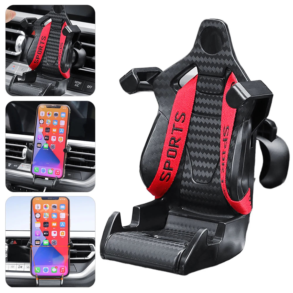 Racing Seat Design Mobile Cell Phone Support Car Phone Holder Mount Stand Anti Shaking Smartphones Clamp Stand for iPhone Xiaomi