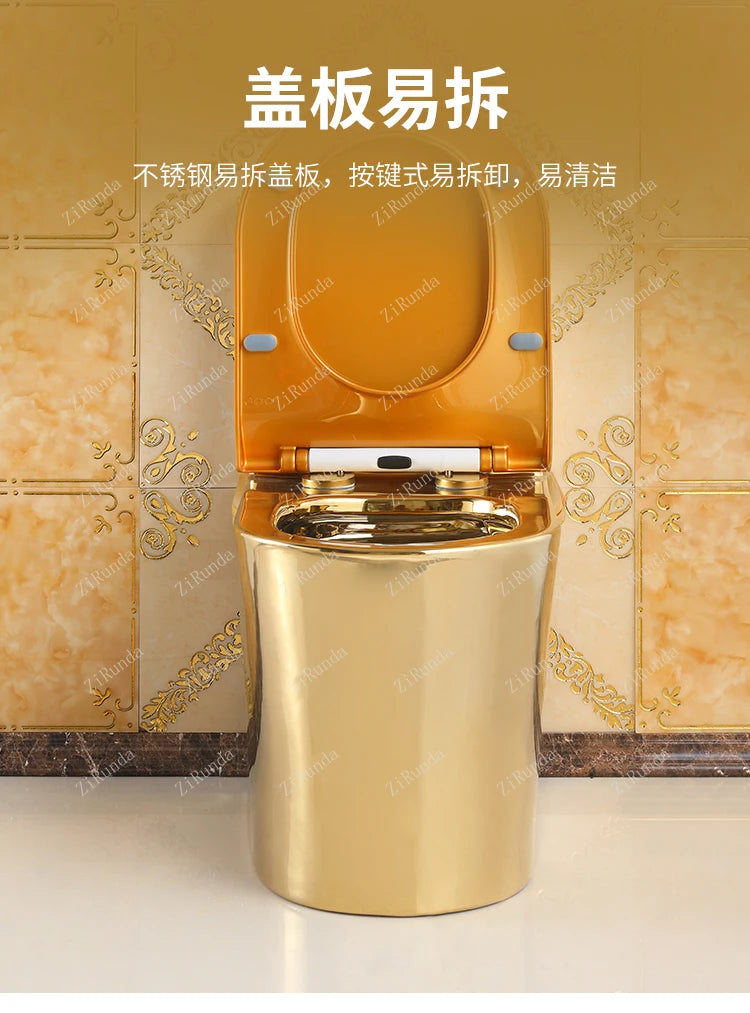 ~Inodoro de cerámica de color mudo para apartamento pequeño de estilo europeo, inodoro dorado de 8,0 pulgadas, inodoro de cañería grande, desodorante