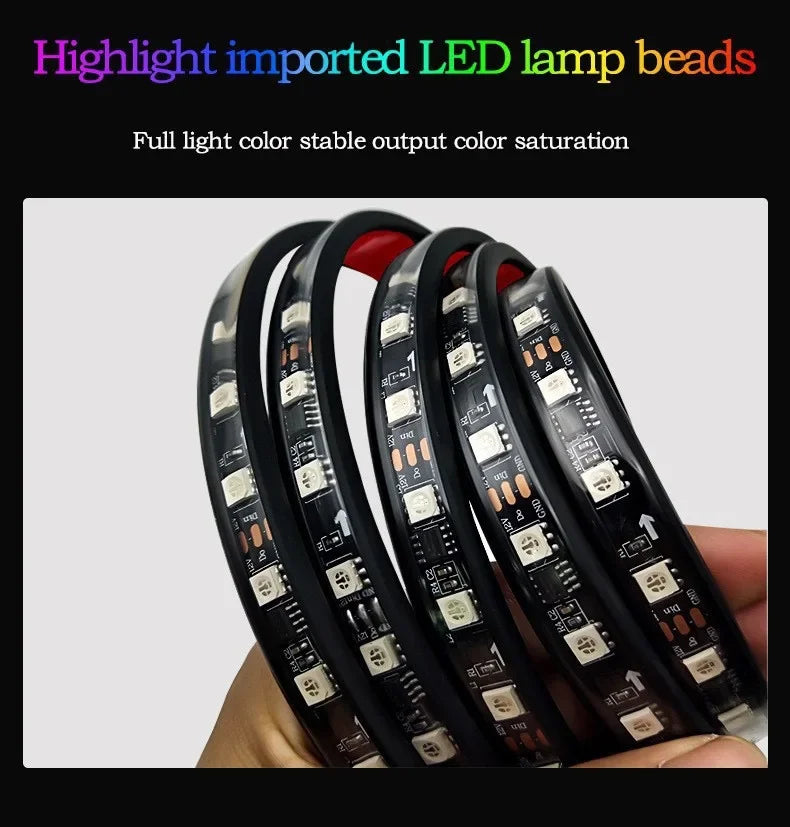 Car Colorful Modification Rainbow APP Flow Light Running Lantern RGB Car Bottom Music Rhythm Decorative Light