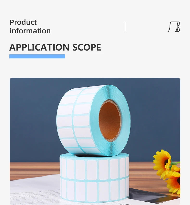 Etiquetas térmicas de varios tamaños, rollo de papel adhesivo, 100 mm de ancho, etiquetas blancas en blanco para etiquetas térmicas, pegatinas de papel autoadhesivas
