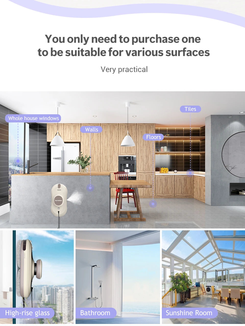 SUNSMAI Robot Window Cleaning Machine Window Washing Robot Double Sided Water Spray Type Window Cleaning Robot
