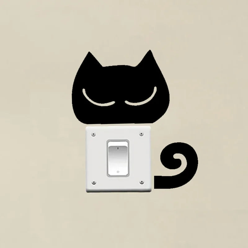2Pcs/Set Cat switch sticker, Funny Cute Cat Switch Wall Sticker, Art Wall Stickers Art Murals, for Home Living Room Bedroom Deco