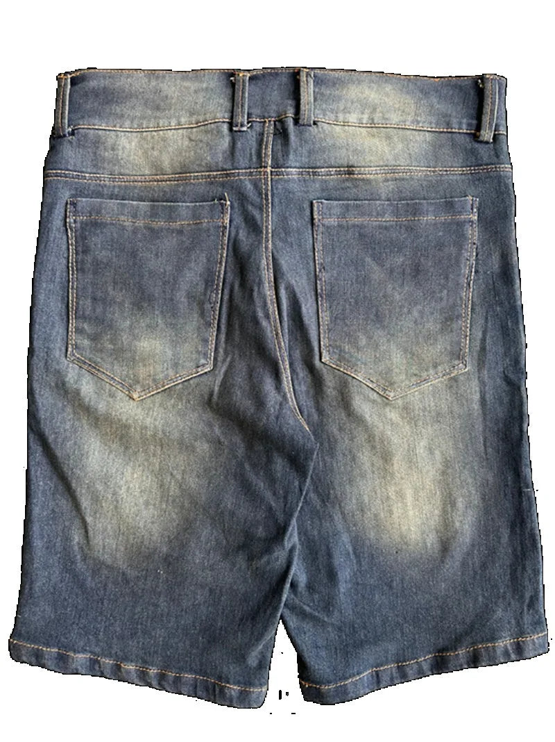 2024 American New Fashion Embroidered Denim Shorts With Oversized Geometric Patterns Women Y2K Harajuku Hip Hop Shorts