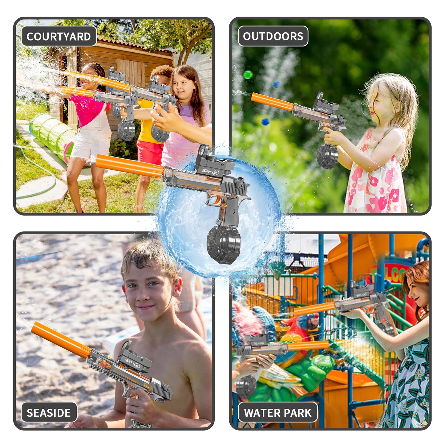 Transparent Sand Eagle Linkage Version Electric Water Gun Large Capacity Continuous Shot Water Fight Water Gun Toys