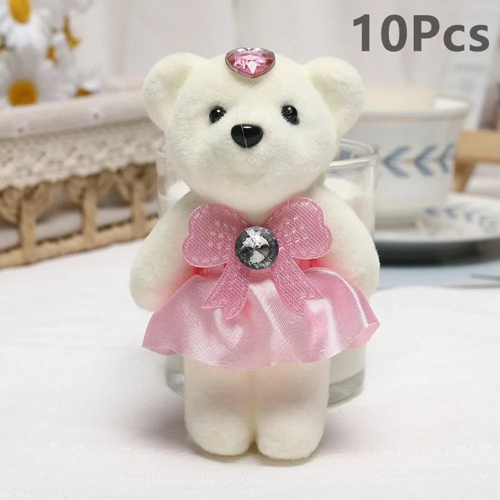 10 piezas de ramo de flores de oso de San Valentín, muñeco de peluche de dibujos animados, ramos de osito de peluche, regalos de graduación, cumpleaños, bodas, decoración de fiesta