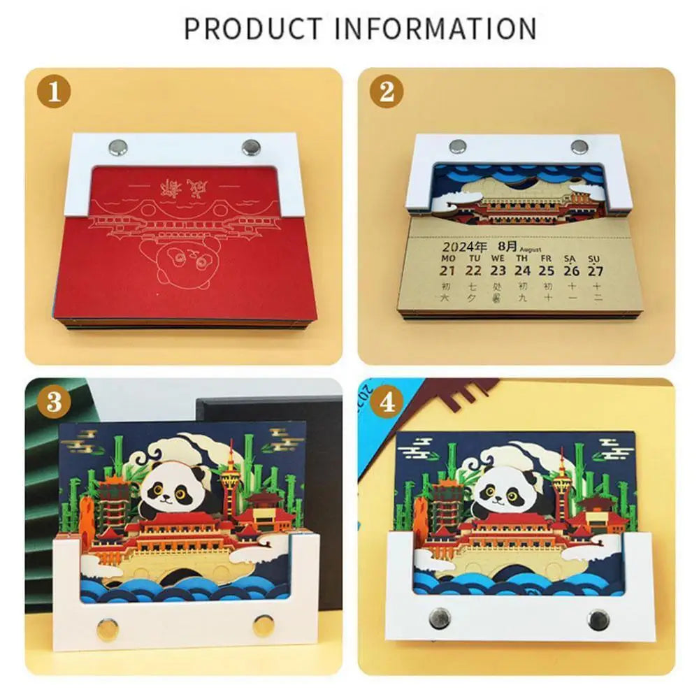 3D Art Calendar Cityscape 3D Calendar Writable Memo Pad Paper Carving Gifts For Living Room Study Room Bedroom Classroom