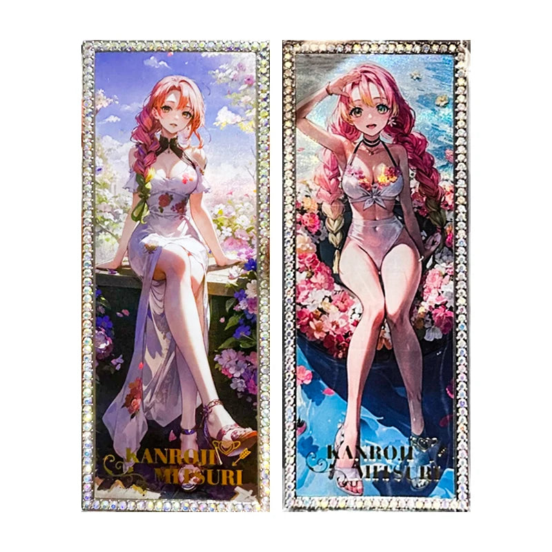 Anime Demon Slayer Kamado Tanjirou Kochou Shinobu Iguro Obanai Kanroji Mitsuri Rare Collectible Cards Birthday Gifts Kid Toys