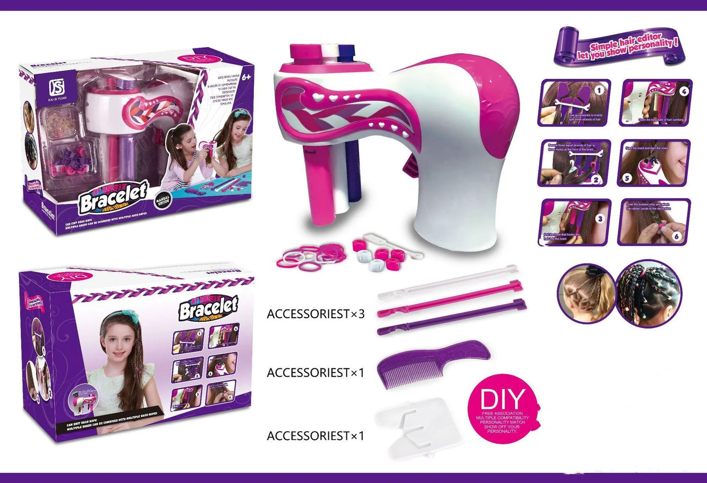 Trenzadora de cabello automática, máquina eléctrica para tejer cabello, bricolaje, rollo de tejido torcido, herramientas de peinado para trenzas torcidas, regalo para niña