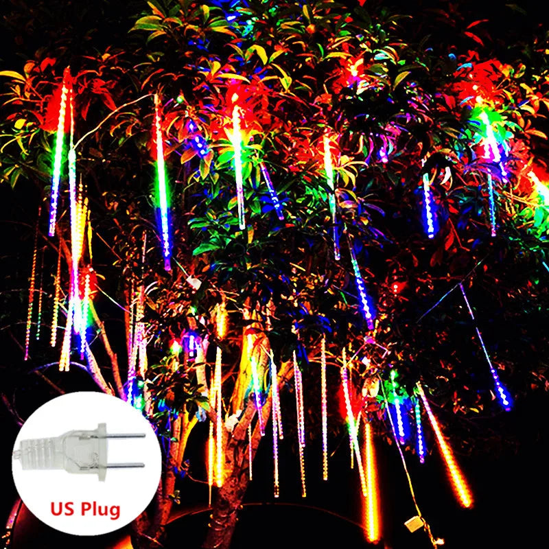 30/50cm Holiday Meteor Shower LED String Lights Christmas Falling Rain Lights Snow Falling Icicle Cascading Light Waterproof New