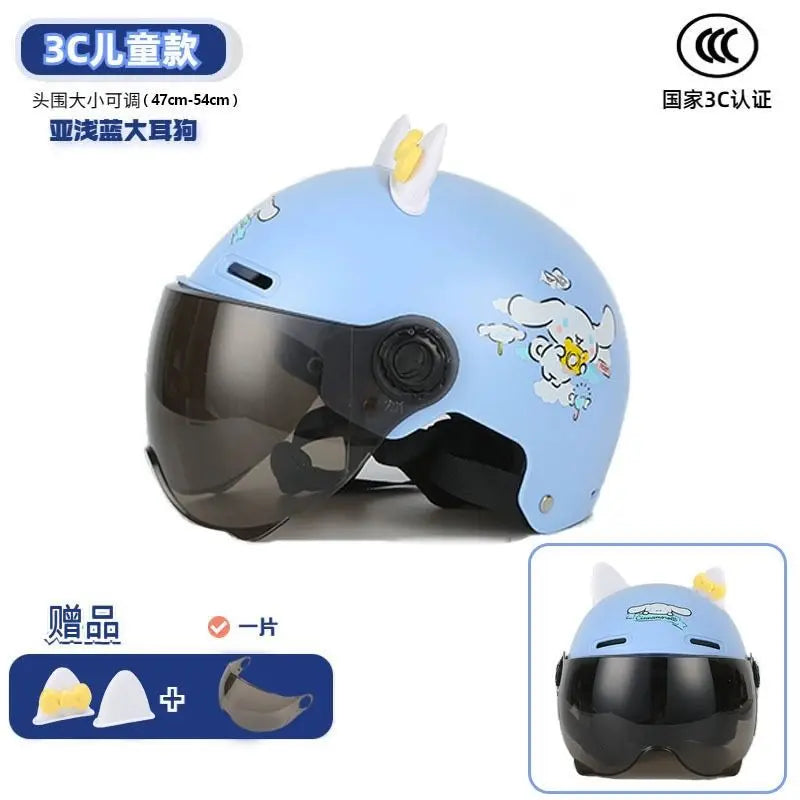 Vintage Cartoon Cute Sanrio Kuromi Helmet Electric Car Women's Summer 3C Certification Half Helmet Cute Children's Adult Helmet