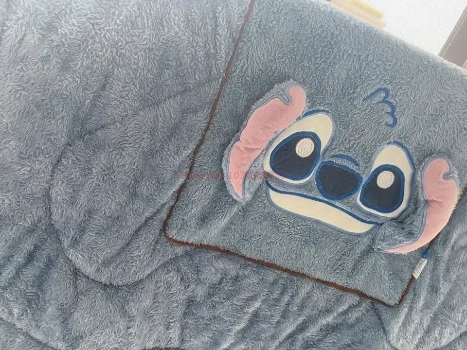 Stitch Disney Throw Pillow Blanket 2-in-1 Kawahiran Velvet Throw Pillow Thickened Nap Blanket Living Room Christmas Gift