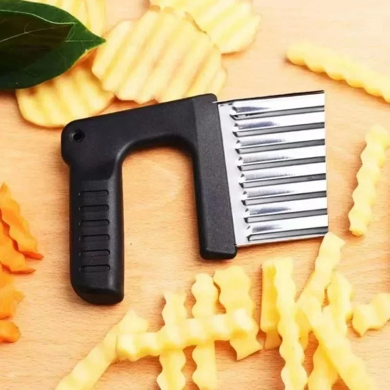 1 pieza de acero inoxidable de mano para cortar patatas fritas, cuchillo para maza, cortador de verduras multifuncional, herramientas de cocina
