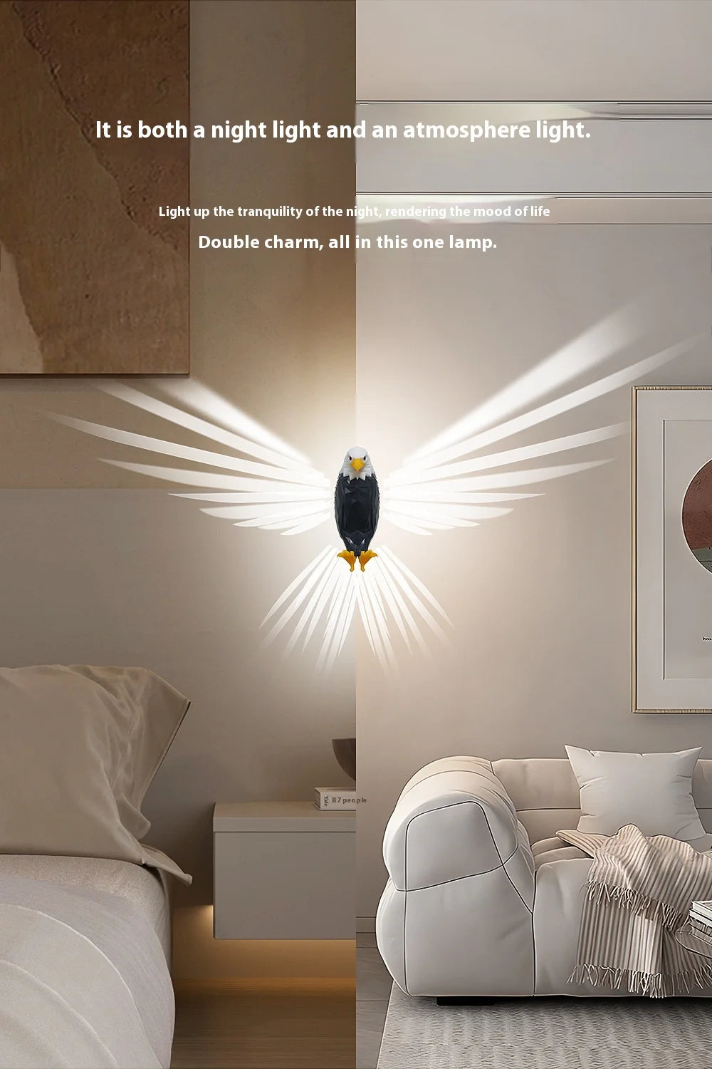 Lámpara de pared navideña con forma de búho y águila, proyector moderno y creativo, luz LED de pared con control remoto y ahorro de energía para Halloween