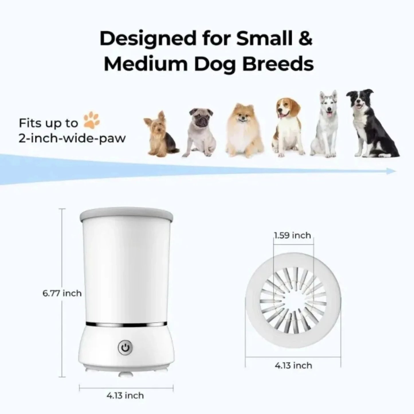 Limpiador automático recargable para patas de perro con cerdas de silicona suave para razas de perros pequeñas y medianas: elimina eficazmente la suciedad y