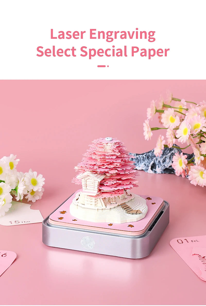 3D Omoshiroi Block Memo Pad Notepads Magical Calendar Magic Castle Sakura Tree Sticky Note Luxury Novelty Gift Items
