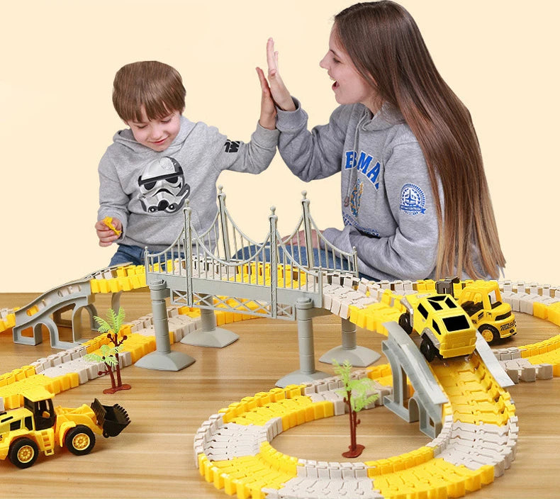 333pcs DIY Race Flexible Railway Racing Play Game Set Track Rail Car Toys Children Bend Electronic Educational for Magic Brain