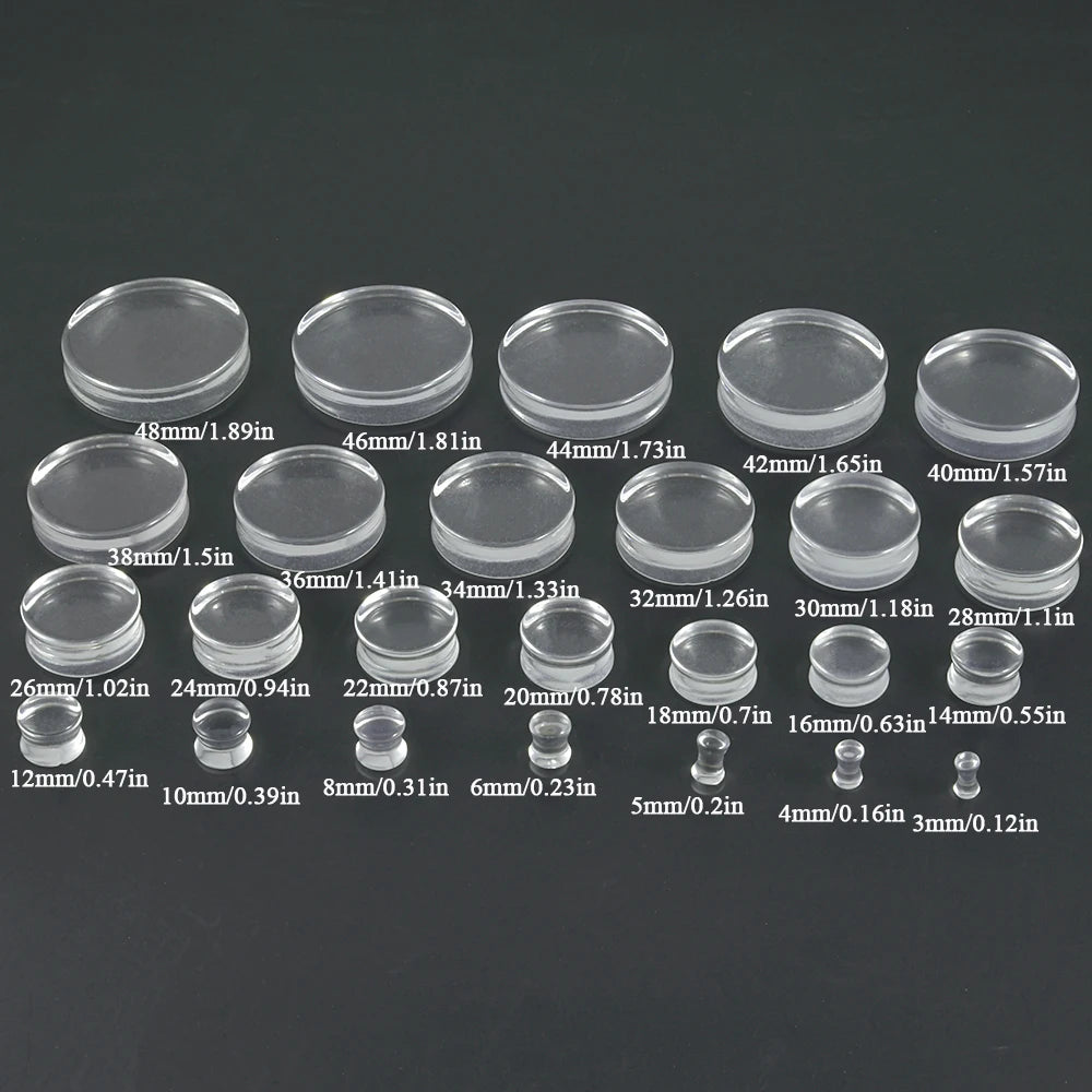 3 Pairs Acrylic Ear Gauge Black&White&Clear Double Flared Saddle Ear Plugs Ear Stretchers Tunnels Expanders Body Jewelry