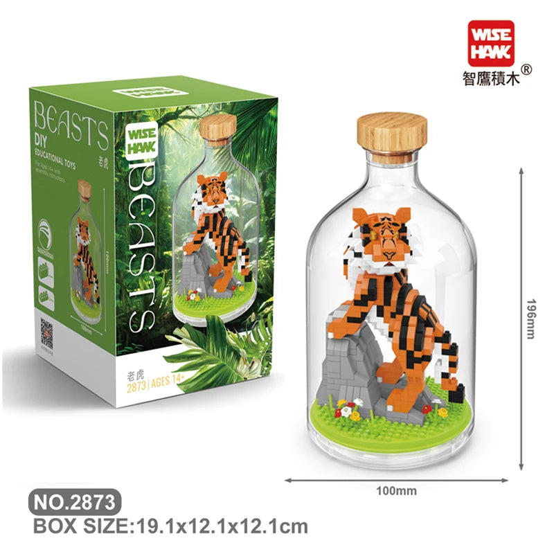 Toys Building Blocks Assembly Tiger Lion Bear Peacock Koala Animal 3D Model Educational Games for Children Kids Gifts