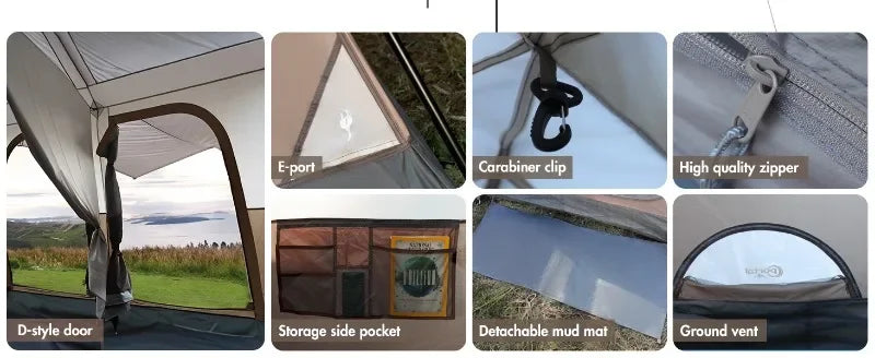 Tienda de campaña para 10 personas con porche, gran tienda de campaña familiar con 2 habitaciones, cortina dividida, para acampar al aire libre, viajar, resistente al agua