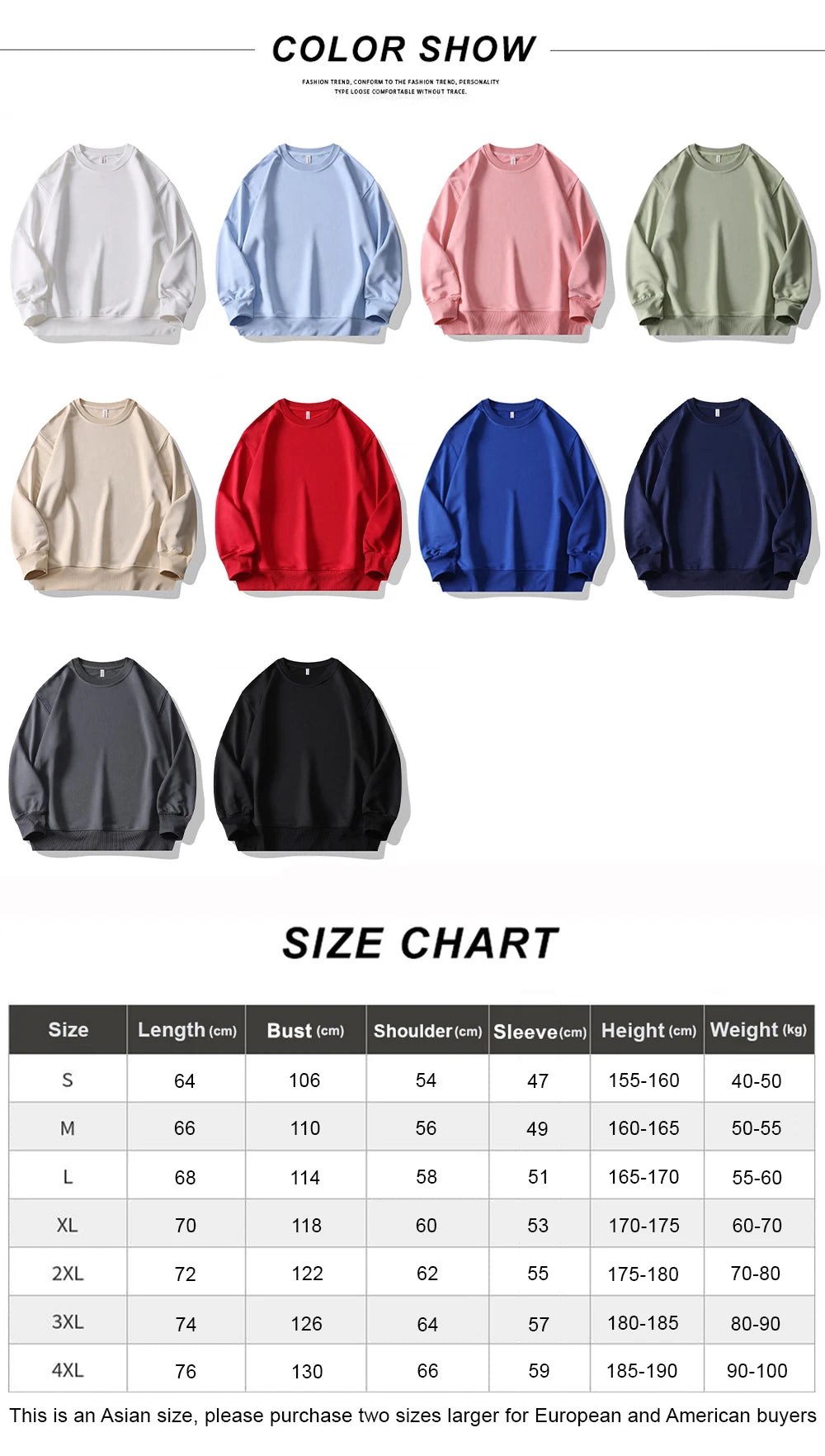 Plain Sublimation Sweatshirt Unisex Wholesale Baggy Black Hoodies Men Sweat Shirt Crew Neck Sweatshirt Men Moletons Masculinos
