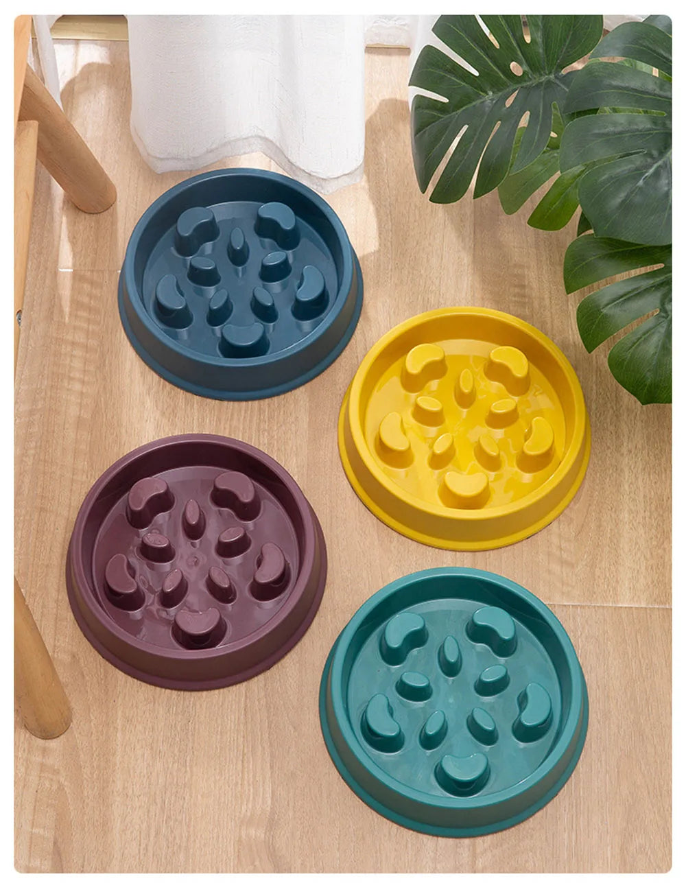 Pet Dog Bowl Slow Food Feeder Non-slip Anti Choking Cat Thickened Plastic Plate Bowls Healthy Anxiety Relief Dish Pet Supply