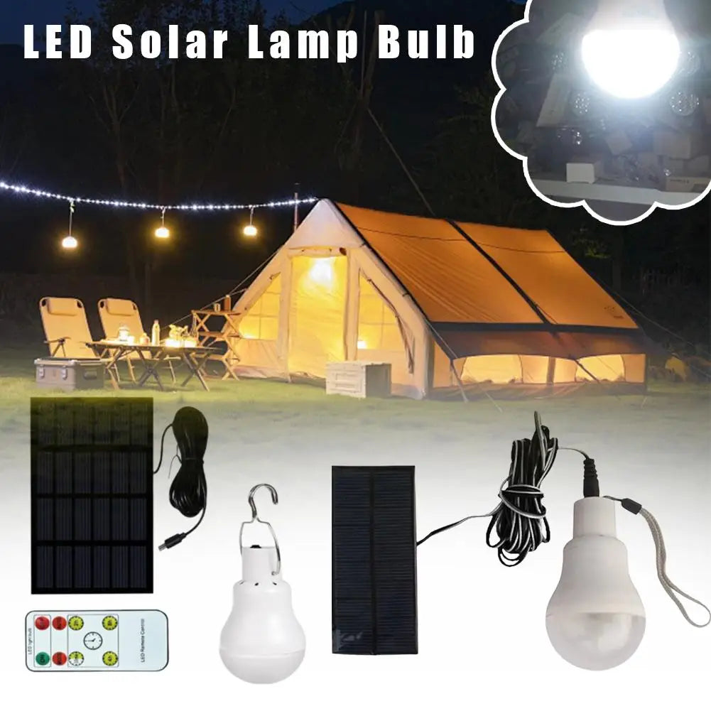 1pc LED Solar Lamp Bulb Waterproof Remote Portable Solar Garden Hanging Light For Outdoor Hiking Fishing Emergency Lighting