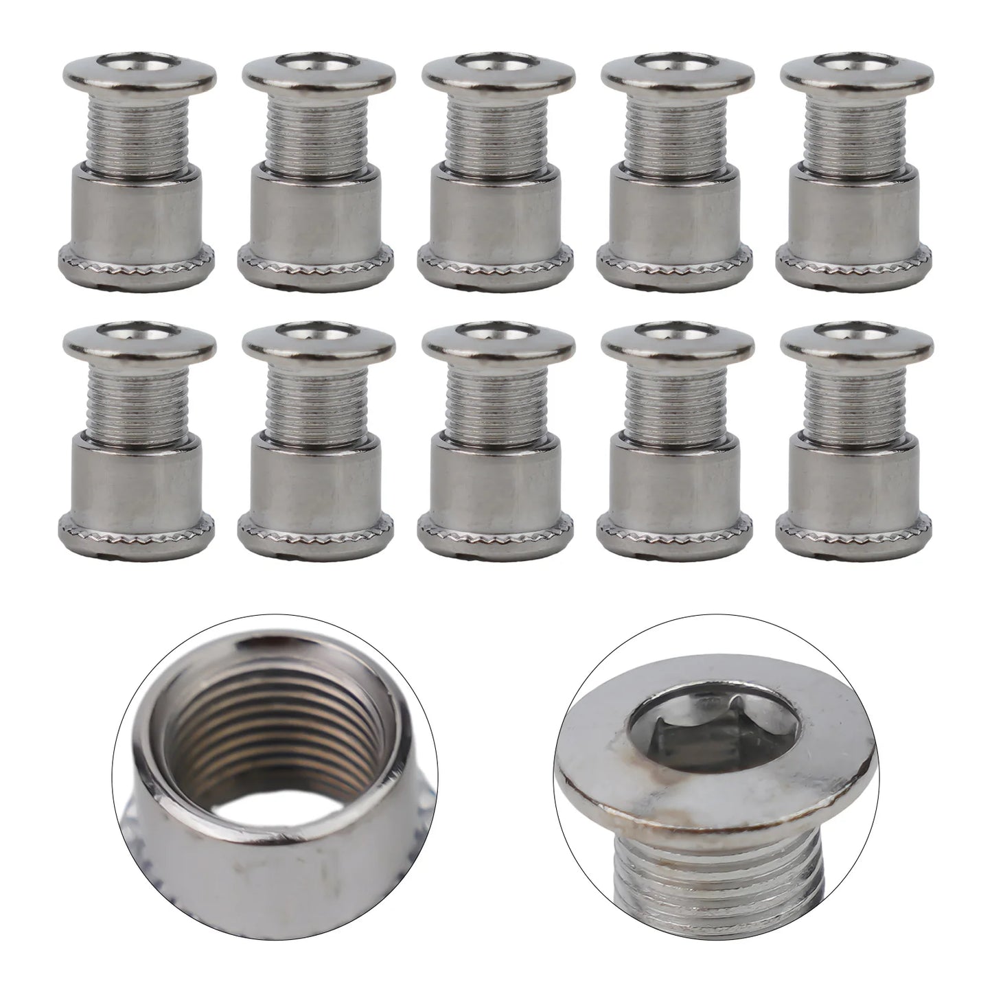 10 piezas de pernos para bielas de bicicleta, pernos simples, dobles y triples, tornillos de acero para platos y platos, tornillos para platos y tuercas, accesorios para bicicletas