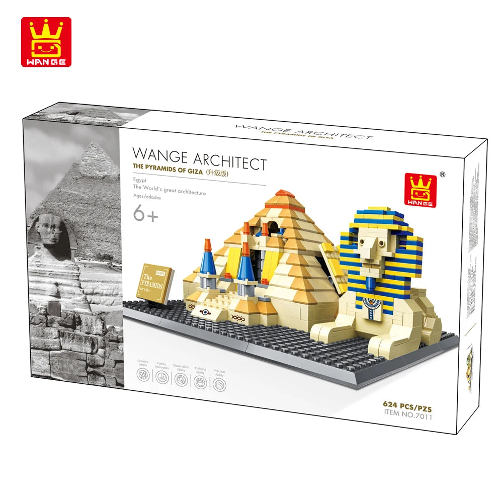 Wange Blocks World Architecture Building Bricks Trevi Fountain Model Pyramid Educational Toys for Children Gifts 4210-4224