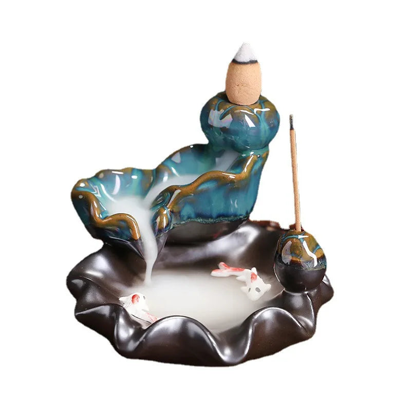 1 pieza, quemador de incienso con reflujo de loto, soporte de cerámica para varillas de incienso, decoración del hogar, decoración de la habitación (sin incienso)