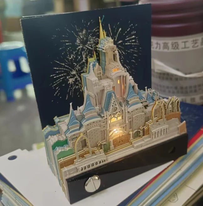 2024 Calendar Memo Pad With LED Lights,Time Piece Calendar,Creative Desk Calendar DIY Paper Carving Art Craft Desktop Decoration
