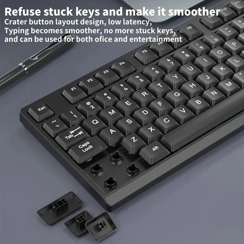 Juego de teclado y ratón inalámbricos de 104 teclas, 2,4 G, miniteclado para juegos, kit de teclado y ratón, teclado silencioso para ordenador portátil, tableta, accesorios para PC