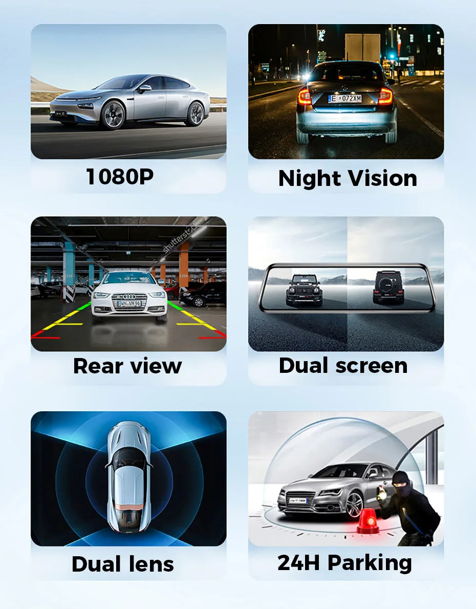 Car DVR Rear View Mirror Recorder HD Video 10 Inch Dash Cam Sony Lens Ultra HD 1920*1080P Camera Streaming Rearview Mirror
