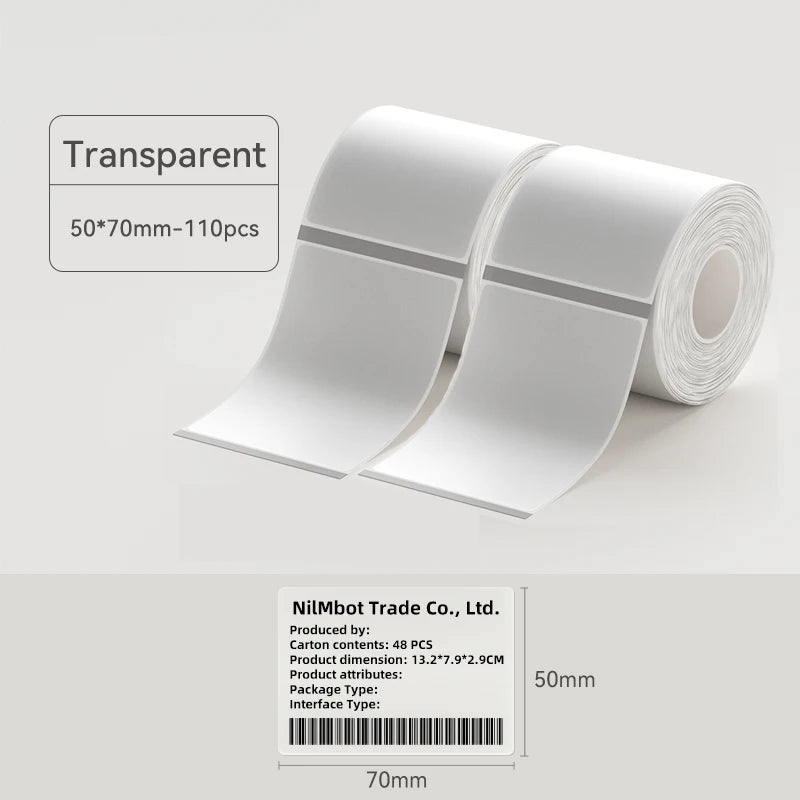 Thermal Transparent Label Sticker for NiiMbot B1/B21/B3S/B31 Printer Anti-Oil Waterproof Tear-Resistant Label Paper