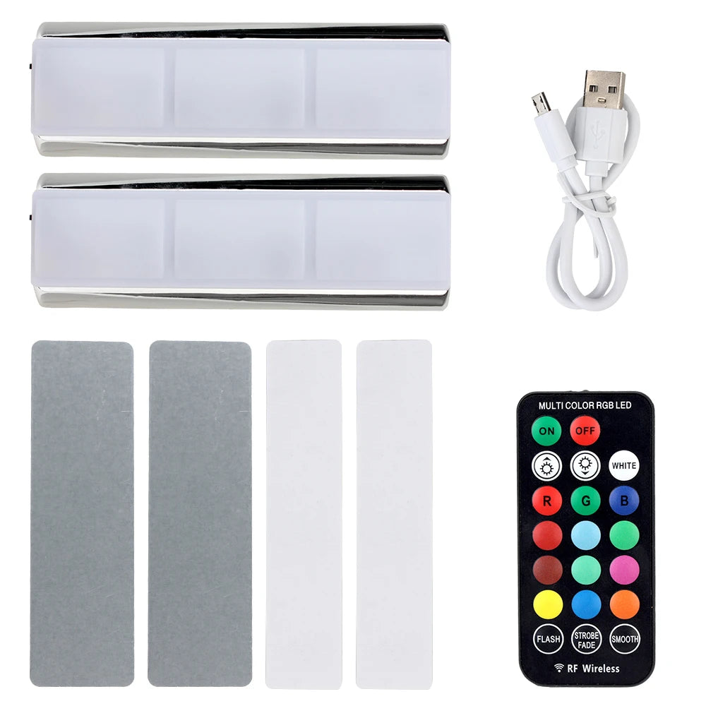 Auto Ambient Light Lamp LED Wireless Remote Car Interior Atmosphere Light 2 PCS RGB Charging Foot Light LED Car Decorative Lamp