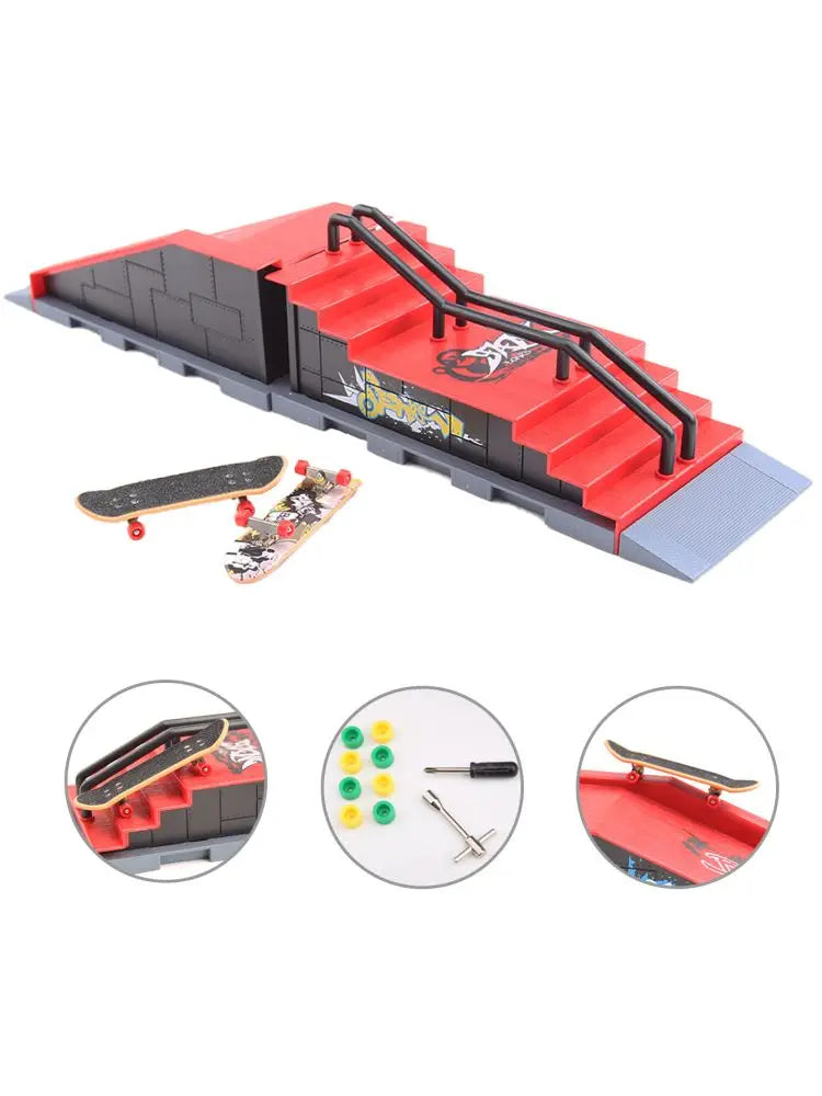 2 set Finger Skateparks Ramp Track Stairs Tech Deck Venue Combination Fingertip Game Finger Skateboards Digital Decks