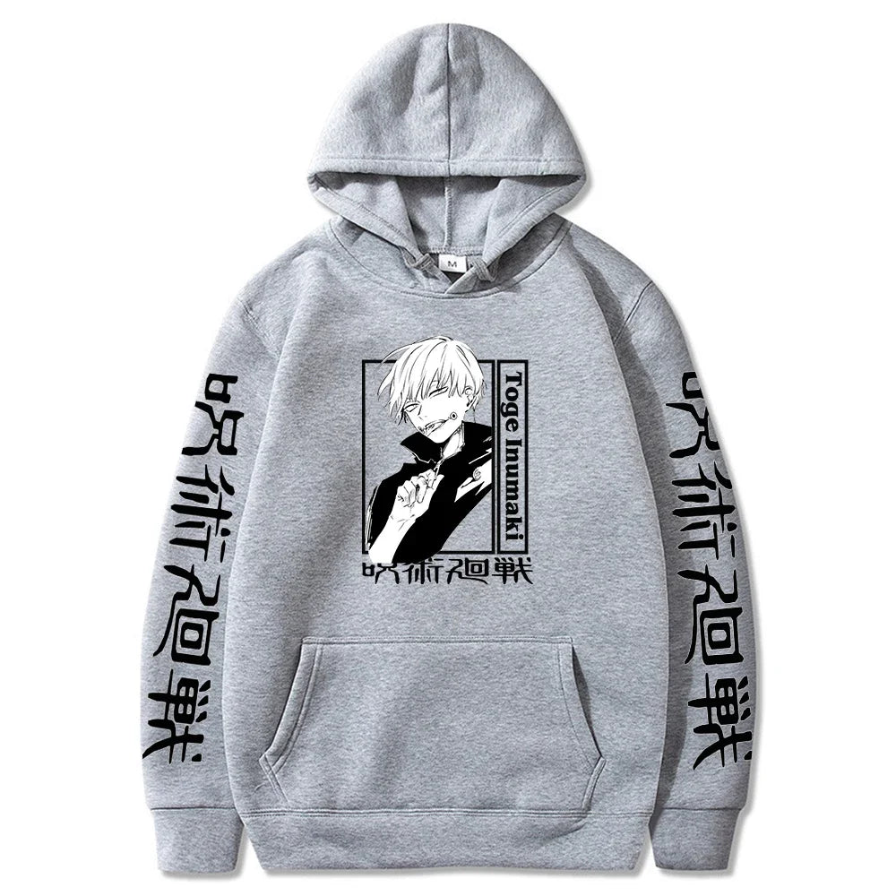 Anime Jujutsu Kaisen Hoodies Men Fashion Winter Casual Oversized Hip Hop Pullovers Harajuku Cartoon Inumaki Toge Sweatshirt Top