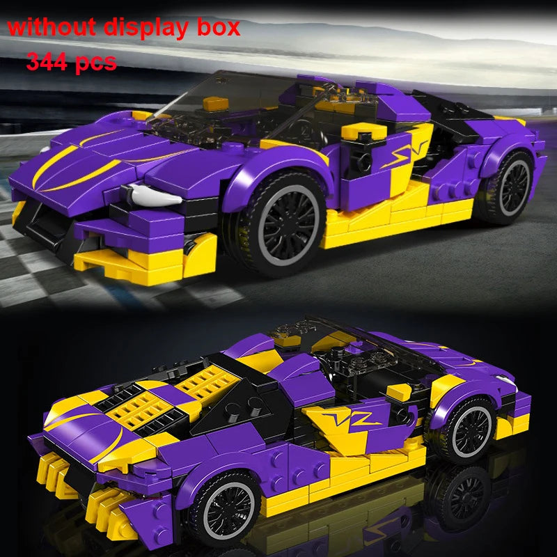 Technical Moc Car City Speed Champion Sports Car Racing Vehicle Building Blocks Brick Educational Construction Toys