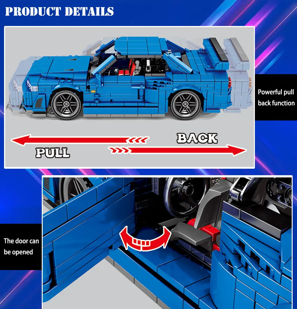 Technical Racing Car Models Speed Champion Car Japan Sport Cars Building Blocks Model Pull Back Vehicel Bricks Toy for Kids