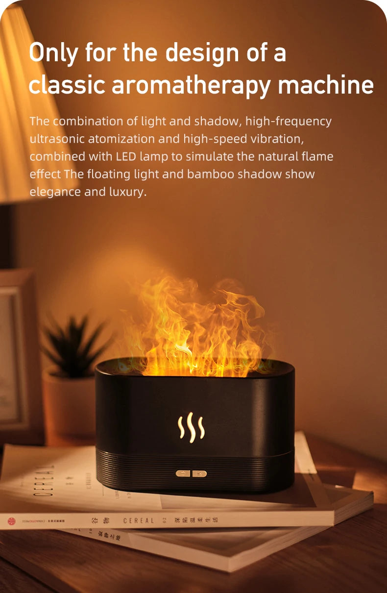 Vissko Aroma Diffuser 180ML Air Humidifier Ultrasonic Aromatherapy Cool Mist Maker Essential Oil Flame Lamp Difusors For Home
