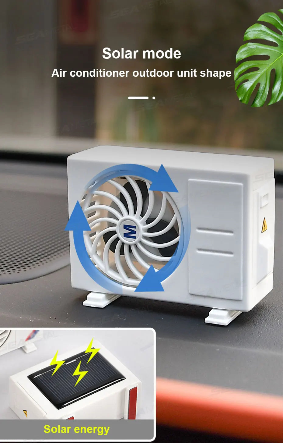 SEAMETAL Car Perfume Diffuser Solar Mini Air Conditioner Decorative Air Freshener Air Outlet Car Aromatherapy Fragrance Tablet