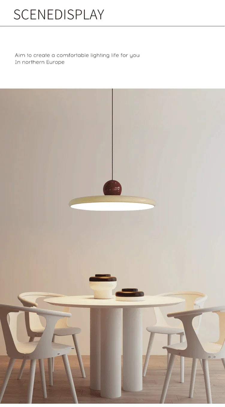 Nordic Medieval Red Flying Disk Pendant Light French Restaurant Denmark Retro Chandeliers LED Vintage Long Line Kitchen Lamp