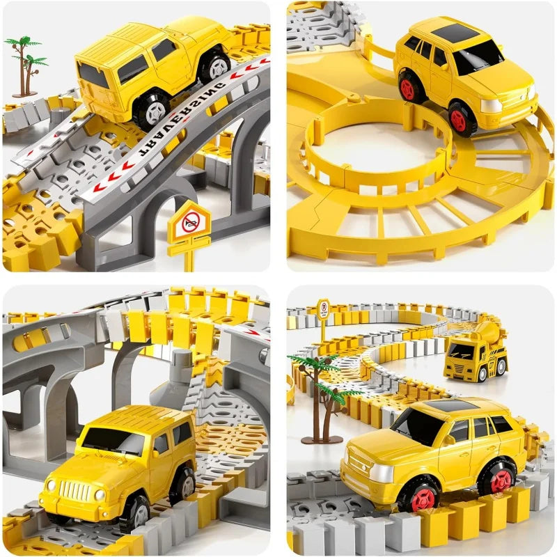 Toddler Boy Toys 239 PCS Race Tracks Toys Gift, 6 PCS Construction Car Toys Gifts , Christmas Birthday Gifts Toys