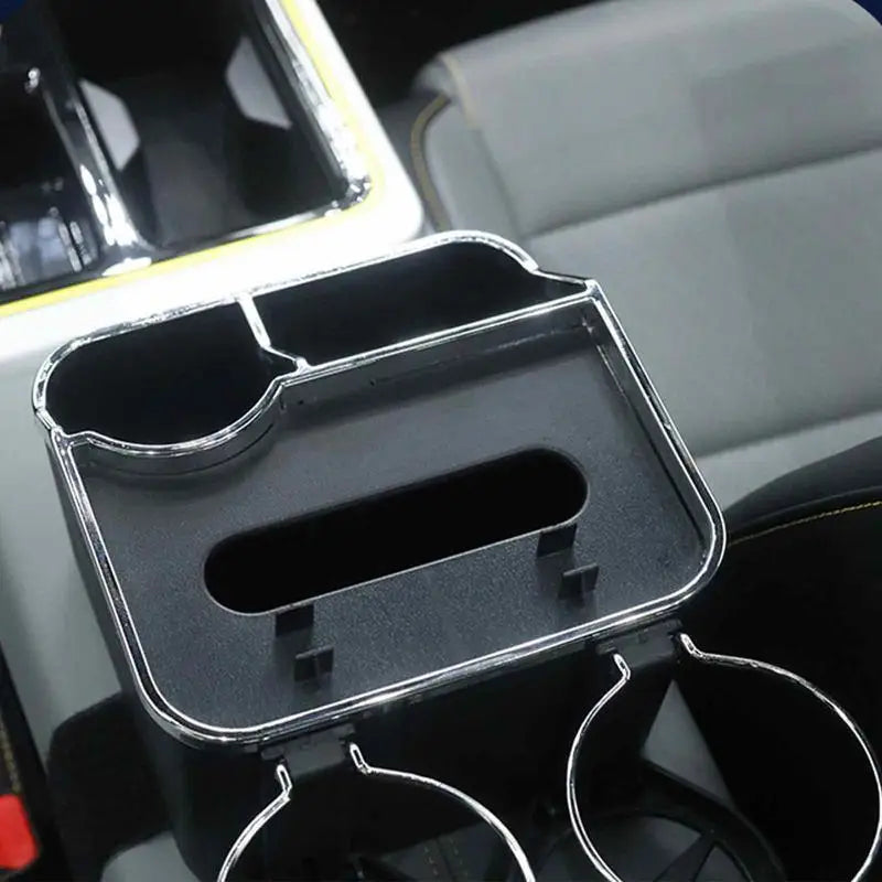 Car Armrest Cup Holder Car Storage Organizer Water Cup Holder Storage Box Water Cup Tissue Box With 2 Foldable Cup Holders